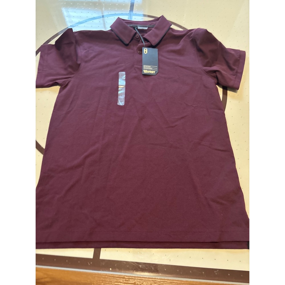 VRST Mens Club Short Sleeve Polo Burgundy Plum Slim Fit Size S NWT Golf Athletic